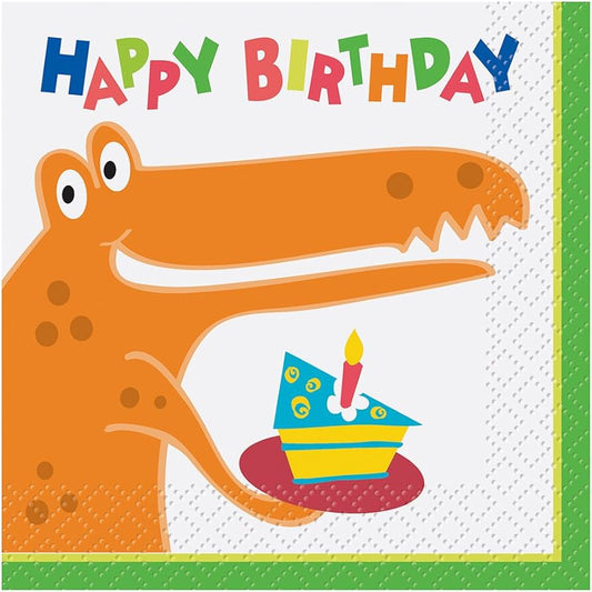 16pcs Dino Party Beverage Napkins