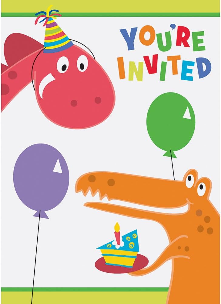 8pcs Dino Party Invitations