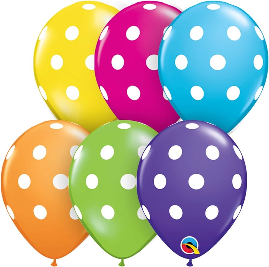 12pcs 12" Assorted Color Polka Dot Balloons