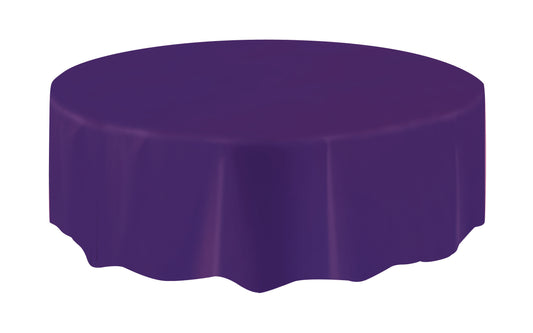 84" Plastic Round Tablecover (Deep Purple)