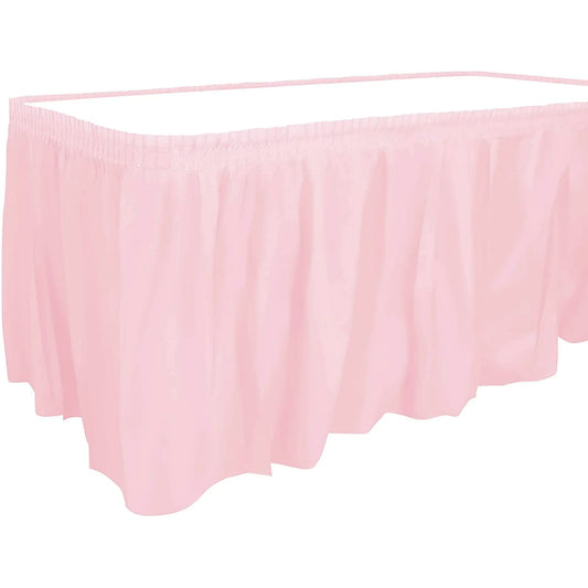 29in x 14ft Plastic Table Skirt (Pastel Pink)