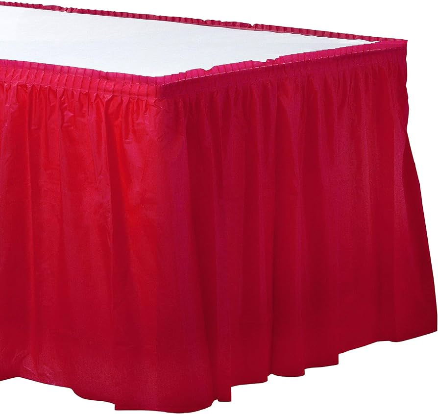 29in x 14ft Plastic Table Skirt (Red)