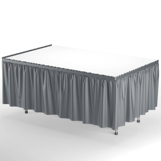 29in x 14ft Plastic Table Skirt (Silver)