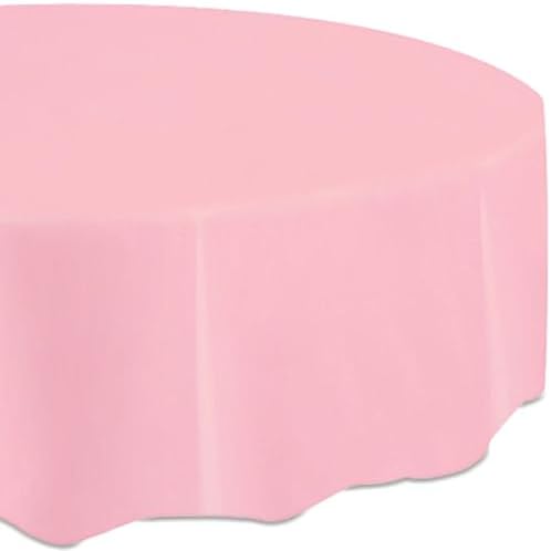 84" Plastic Round Tablecover (Lovely Pink)