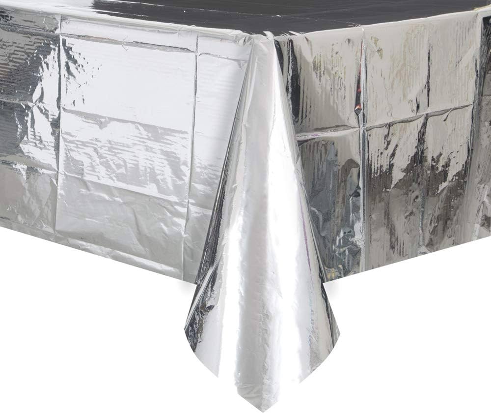 54"x108" Rectangular Tablecover (Shiny Silver)