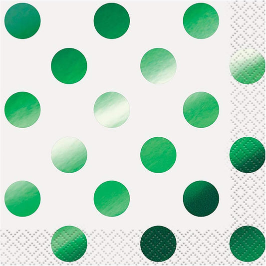 16pcs Green Dots Beverage Napkins