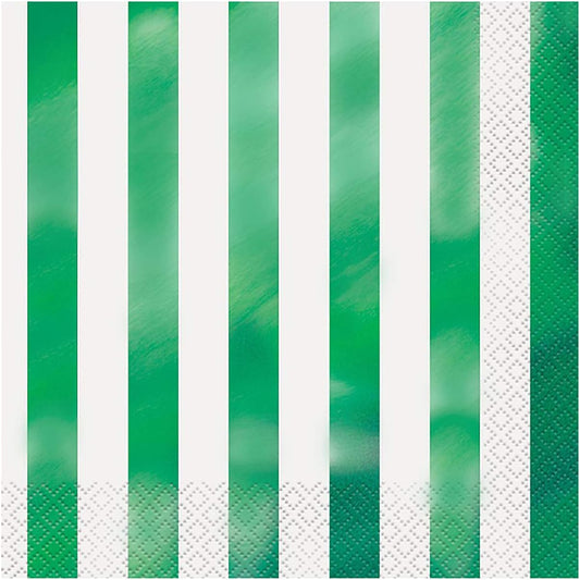 16pcs Green Stripes Luncheon Napkins