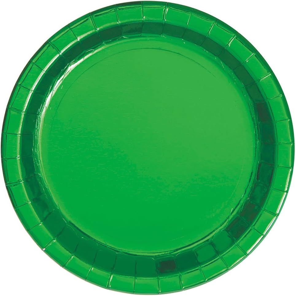 8pcs 7" Paper Plates (Metallic Green)