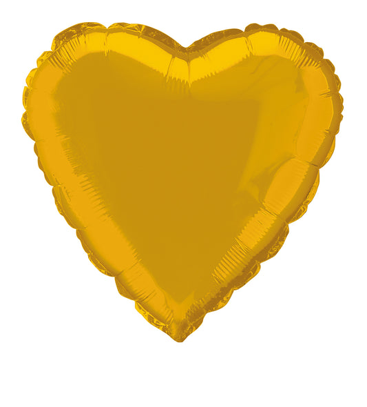 18" Gold Heart Shaped Balloon (Helium)