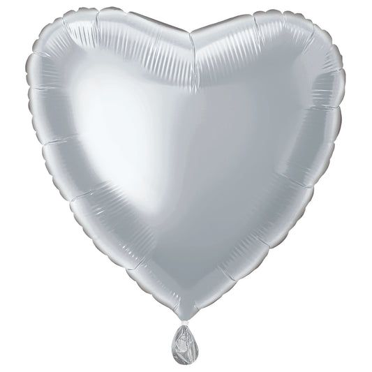 18" Silver Heart Shaped Balloon (Helium)