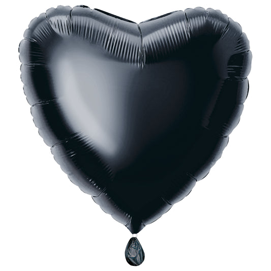 18" Black Heart Shaped Balloon (Helium)