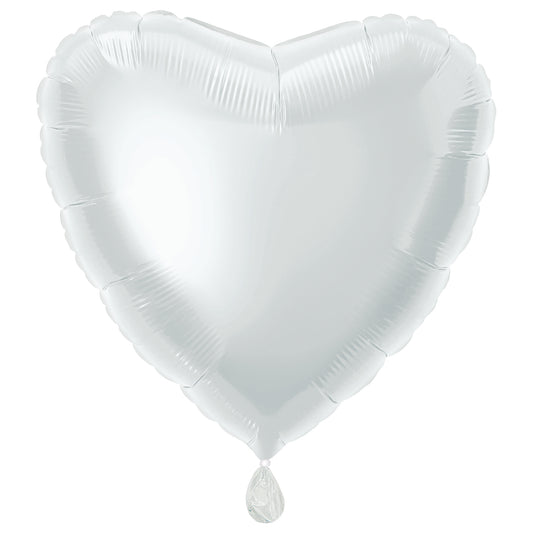 18" Matte White Heart Shaped Balloon (Helium)