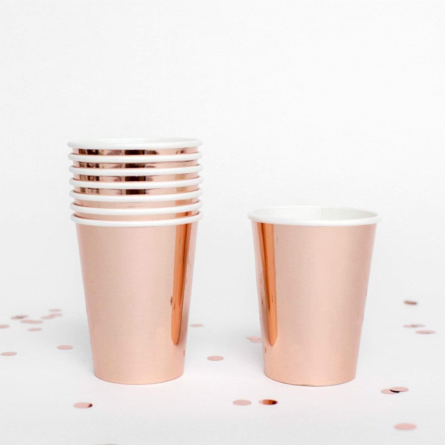 8pcs 12oz Paper Cups (Metallic Rose Gold)