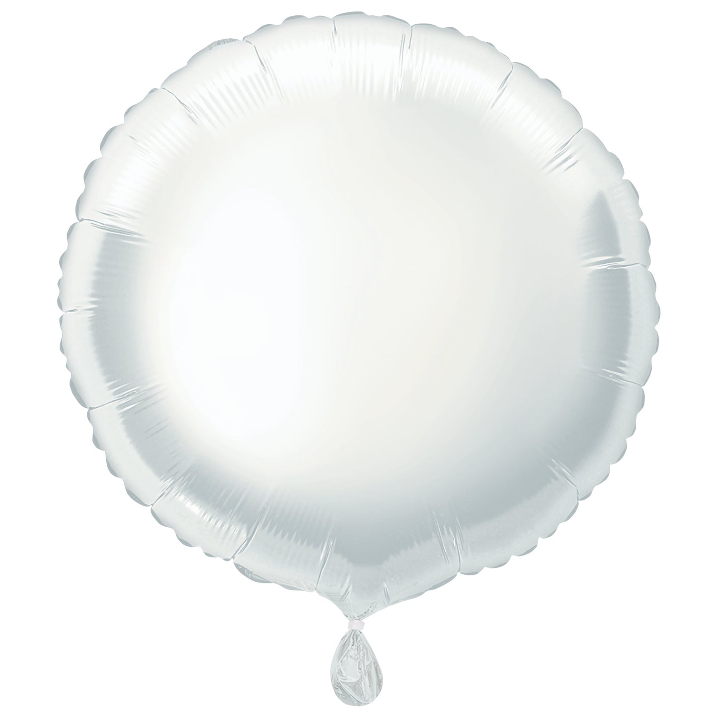 18" White Round Shaped Foil Balloon (Helium)