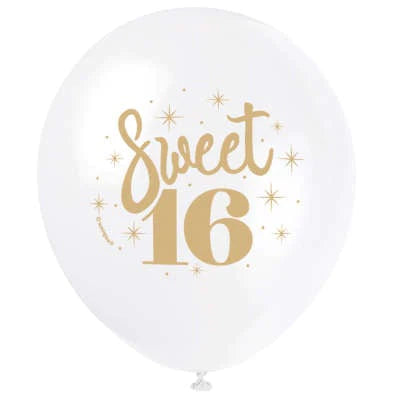 8pcs 12" Sweet 16 Helium Balloons