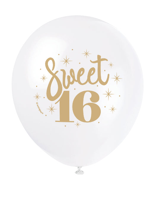 8pcs 12" "Sweet 16" Balloons