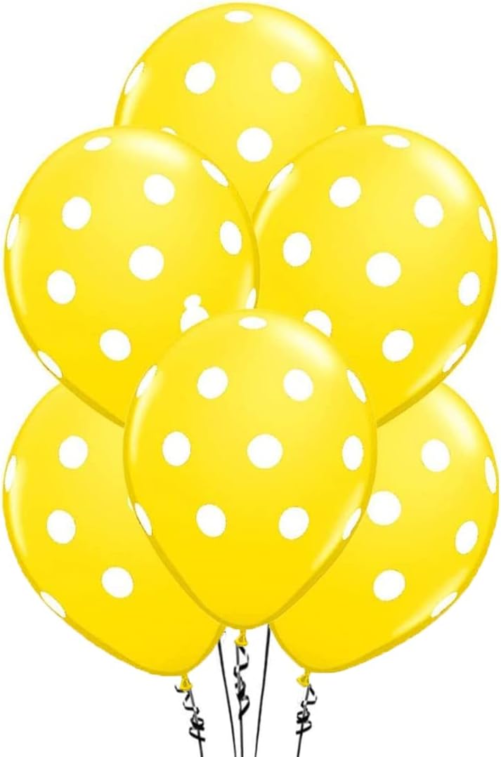6pcs 12" Yellow Polko Dot Balloons