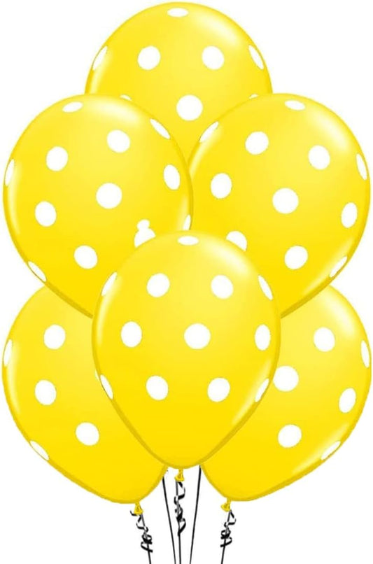 6pcs 12" Yellow Polka Dot Balloons (Helium)