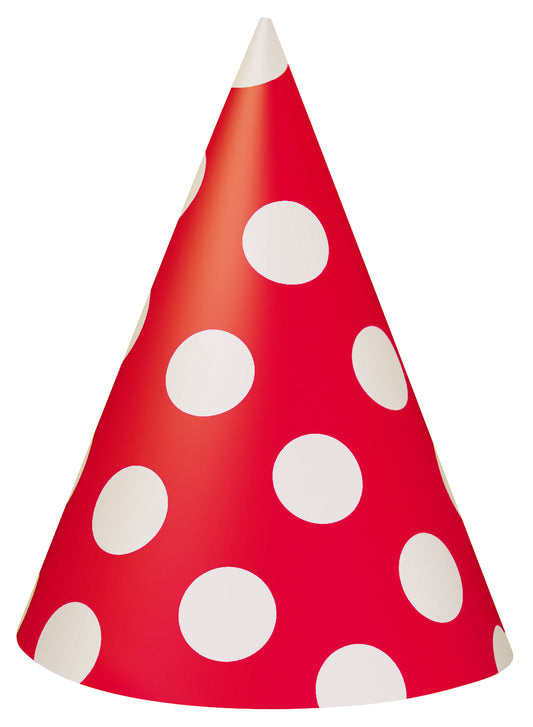 8pcs Ruby Red Dots Party Hats