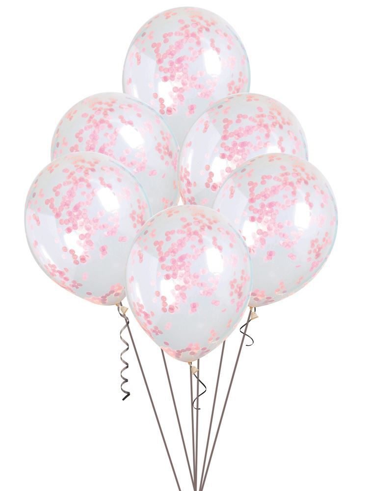 6pcs 12" Lovely Pink Confetti Balloons