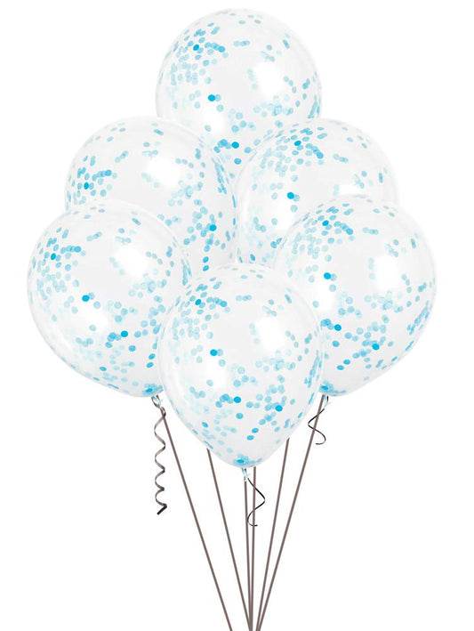 6pcs 12" Powder Blue Confetti Balloons