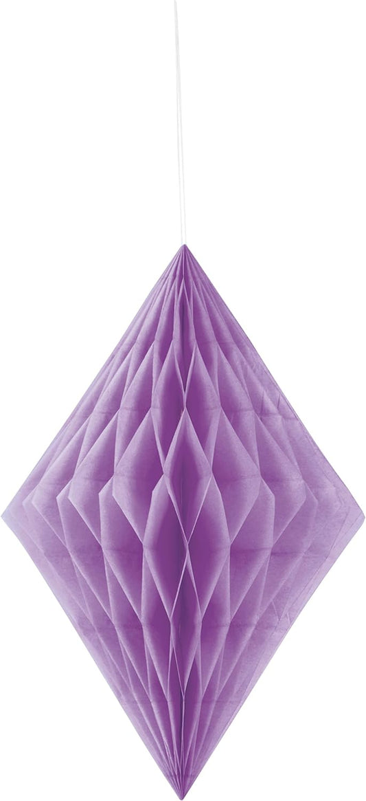 1pc 14" Diamond Honeycomb Hanging Decoration (Purple)