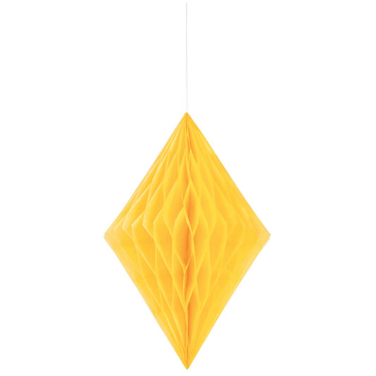 1pc 14" Diamond Honeycomb Hanging Decoration (Yellow)