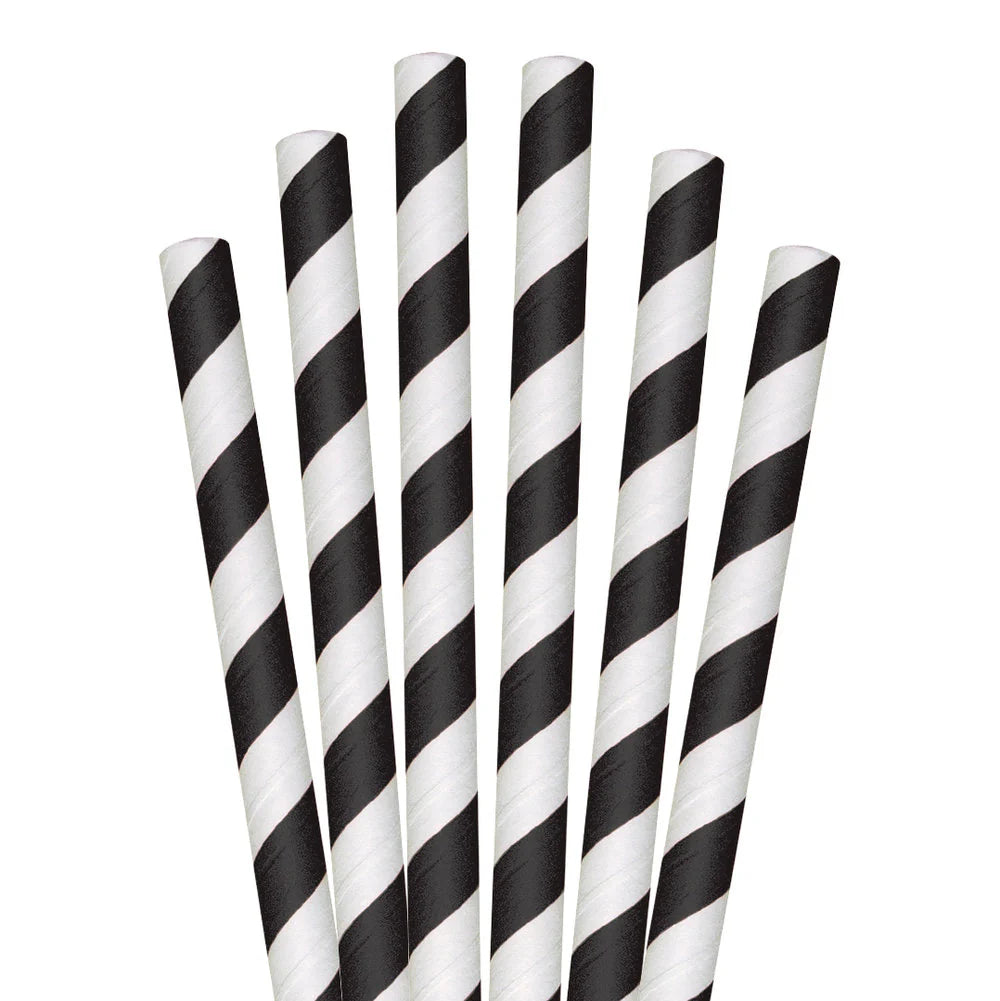 40pcs Paper Straws (Black & White)