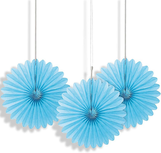 3pcs 6" Mini Fans (Powder Blue)