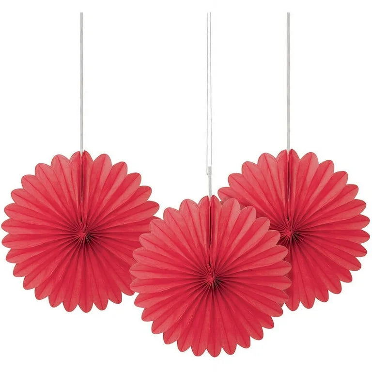 3pcs 6" Mini Fans (Red)