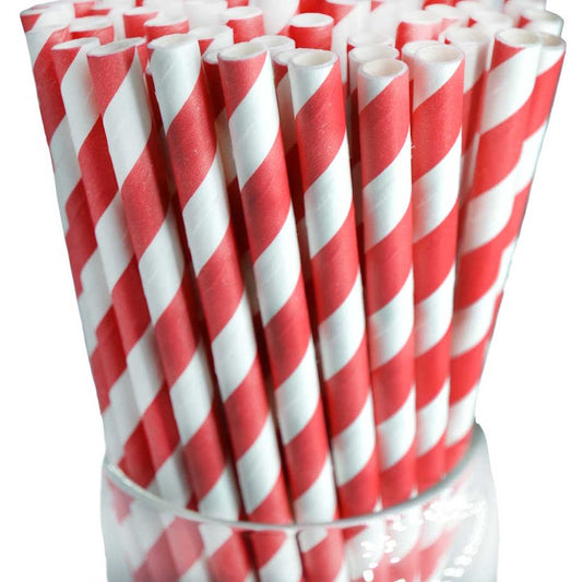 40pcs Paper Straws (Red & White)