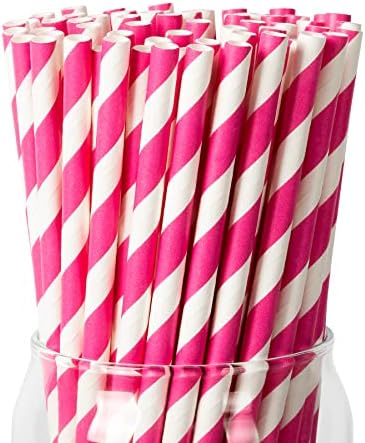 40pcs Paper Straws (Pink & White)