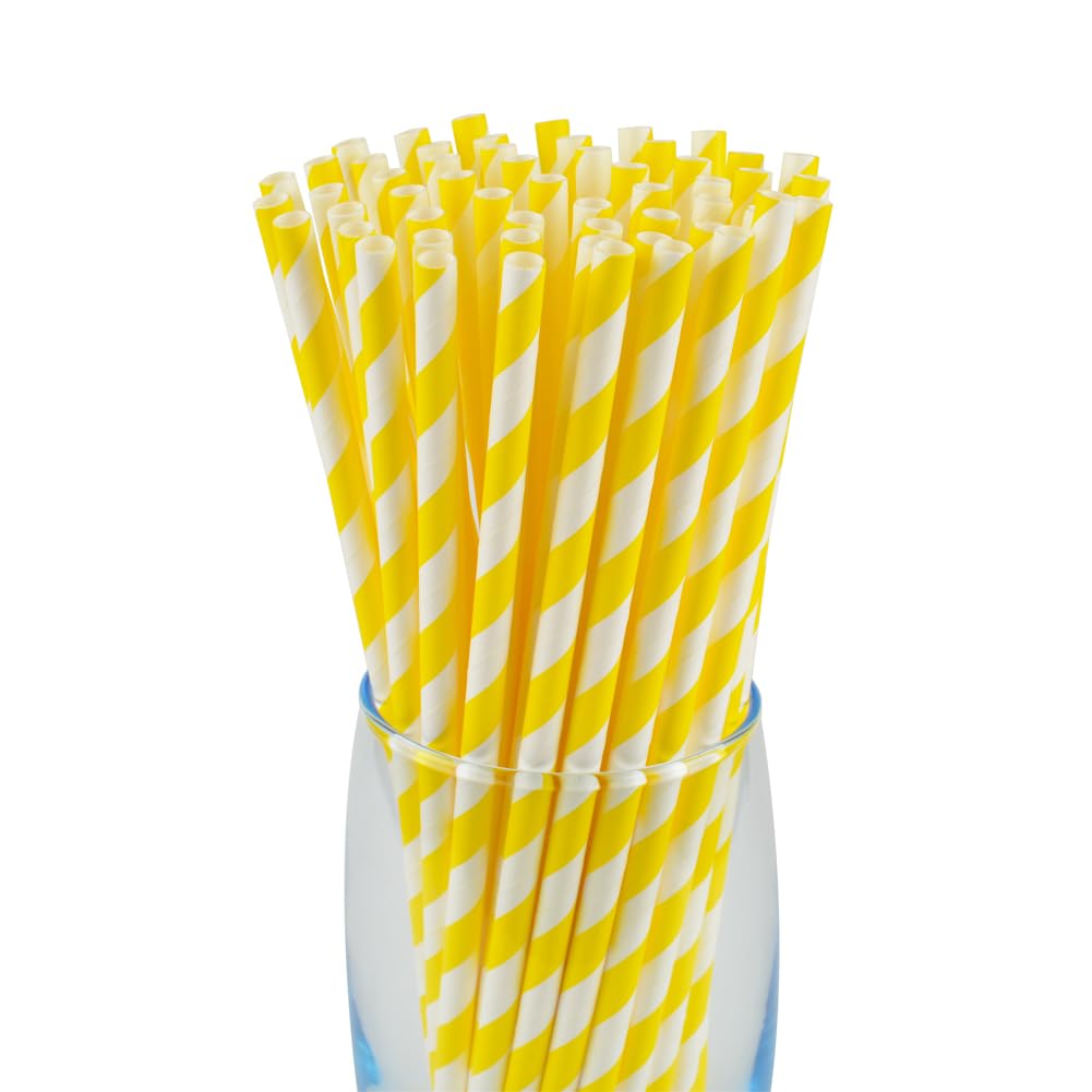 40pcs Paper Straws (Yellow & White)