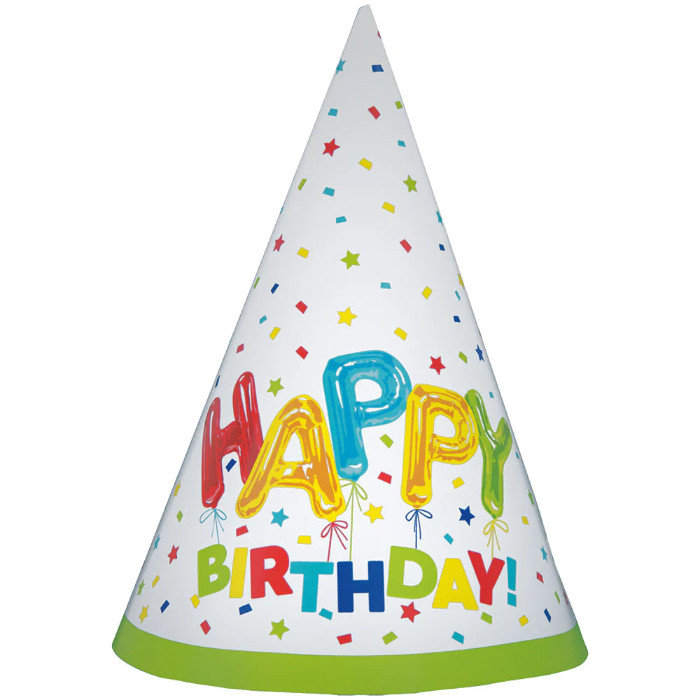 8pcs Happy Balloon Birthday Hats