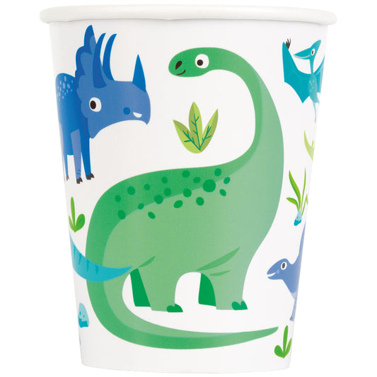 8pcs Blue & Green Dinosaurs 9oz Cups