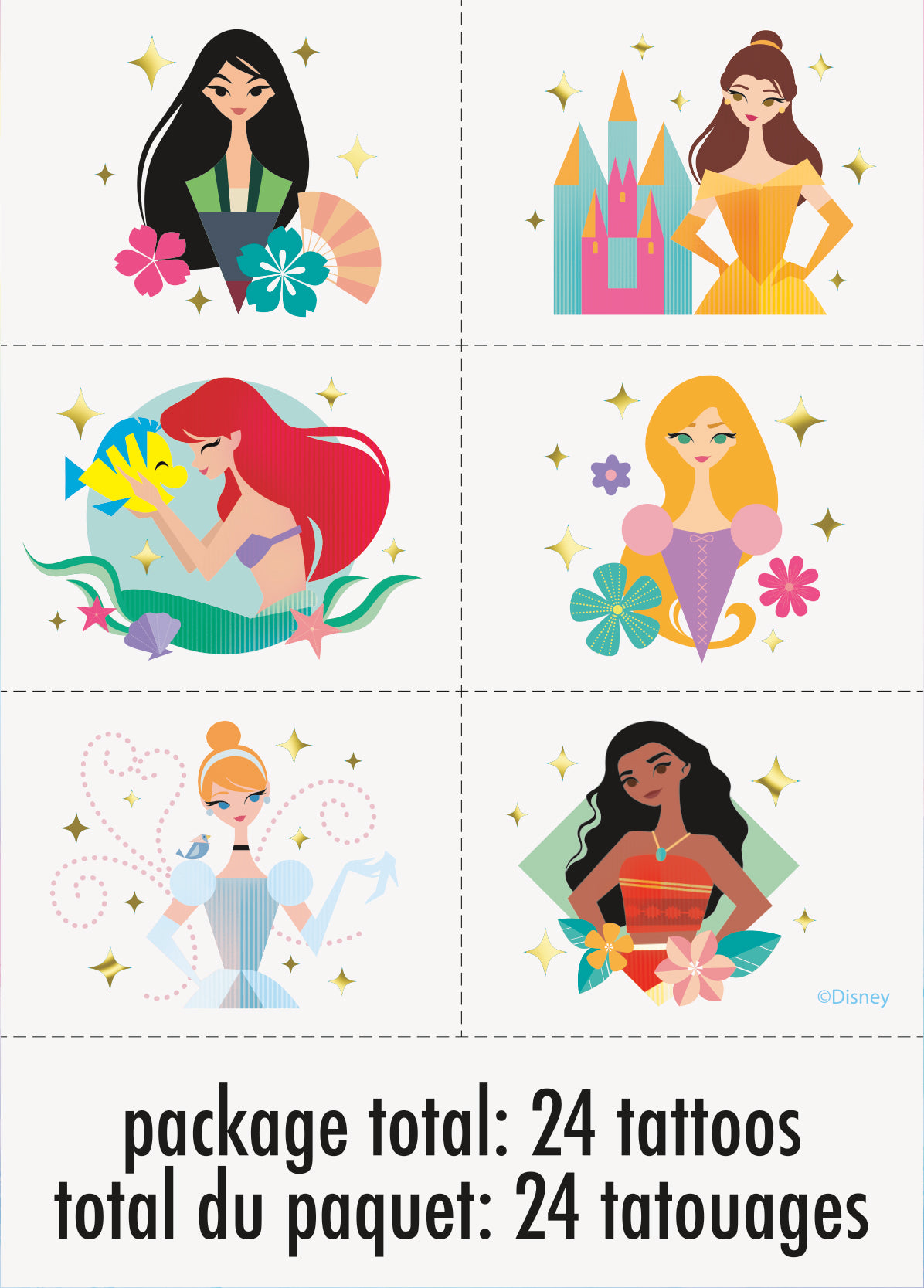 24pcs Disney Princess Tattoos