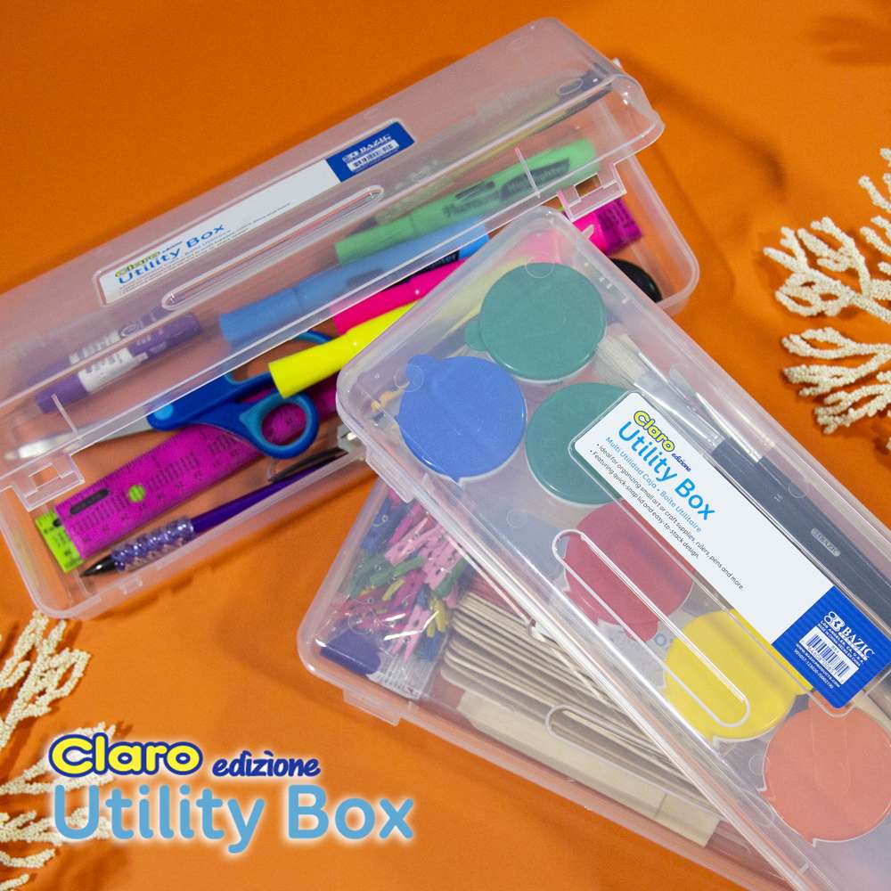 Pencil Case Multipurpose Utility Box Ruler Length - Clear