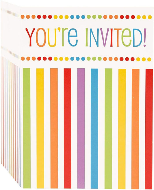 8pcs Rainbow Birthday Invitations