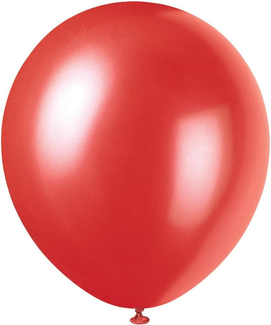 8pcs 12" Frosted Red Pearlized Balloons (Helium)