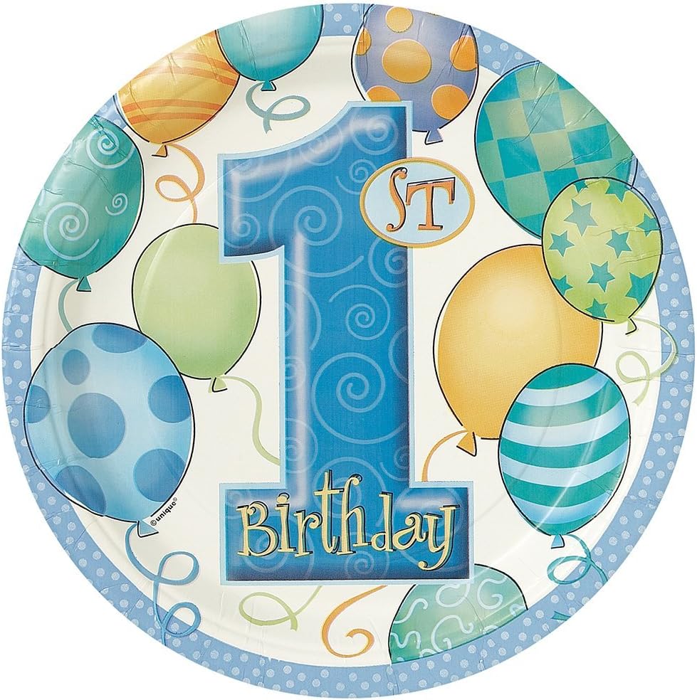 8pcs 9" First Birthday Blue Paper Plates