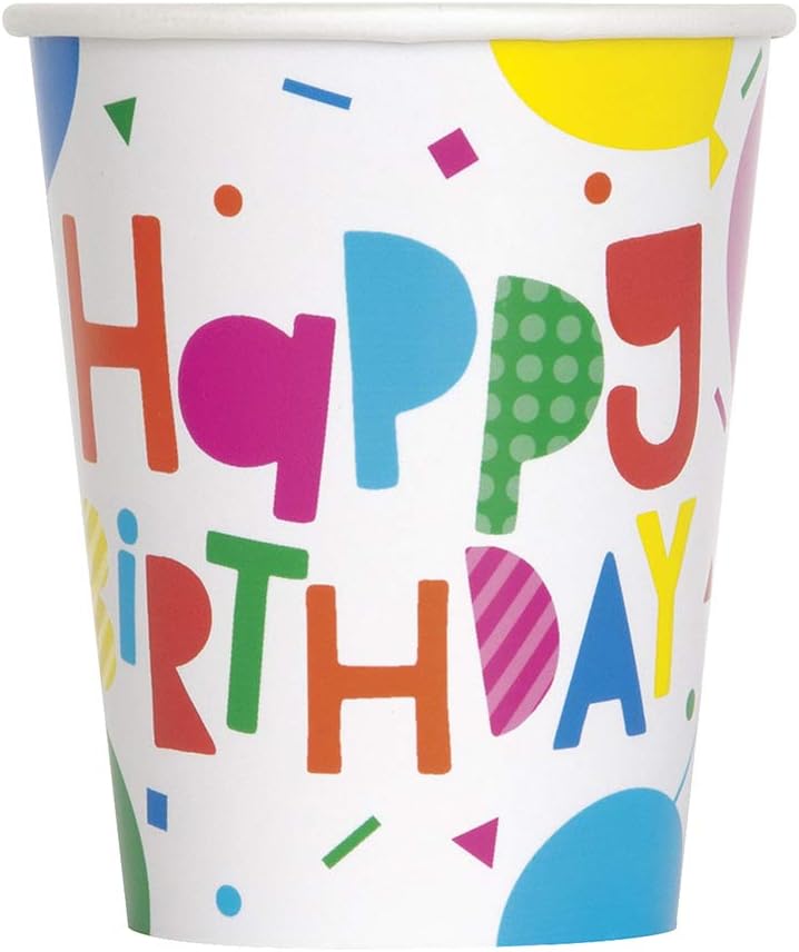 8pcs Colorful Balloons 9oz Paper Cups