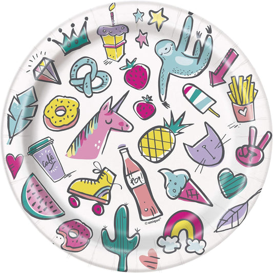 8pcs 7" Favorite Things Birthday Paper Plates