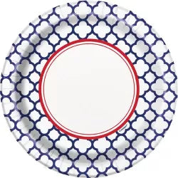 8pcs Hamptons Quatrefoil 7" Plates