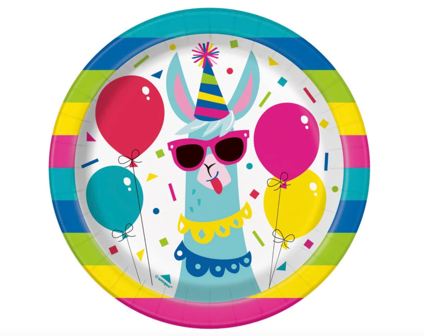 8pcs 7" Llama Birthday Paper Plates