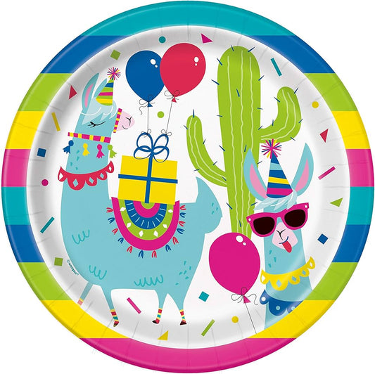 8pcs 9" Llama Birthday Paper Plates