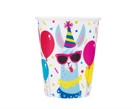 8pcs 9oz Llama Birthday Paper Cups