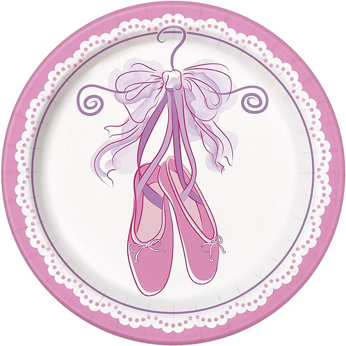 8pcs 9" Pink Ballerina Paper Plates