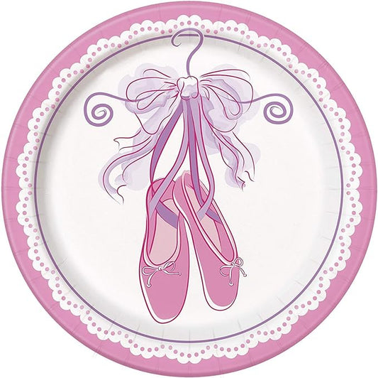 8pcs 9" Pink Ballerina Paper Plates