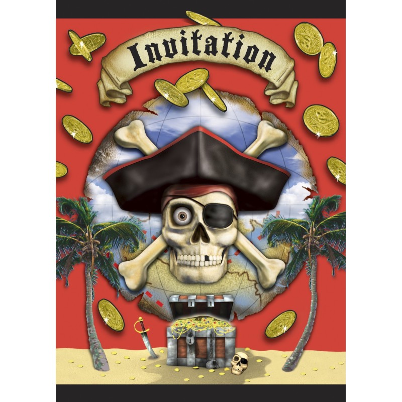 8pcs Pirate Invitations