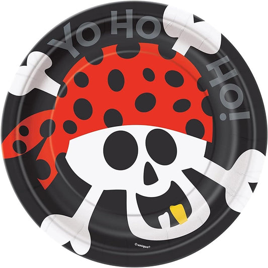 8pcs 7" Pirate Fun Birthday Paper Plates